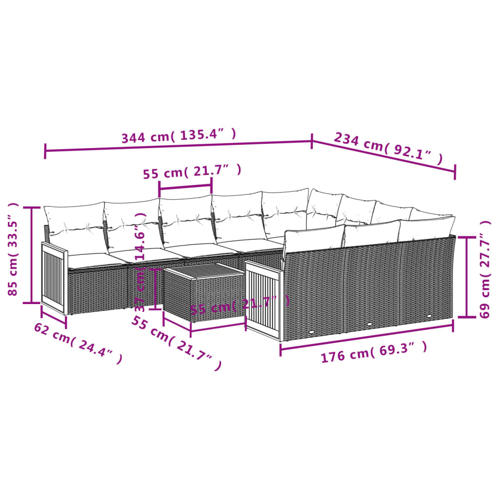 vidaXL Set canapele de grădină cu perne, 11 piese, bej, poliratan vidaXL Set canapele de grădină cu perne, 11 piese, bej, poliratan