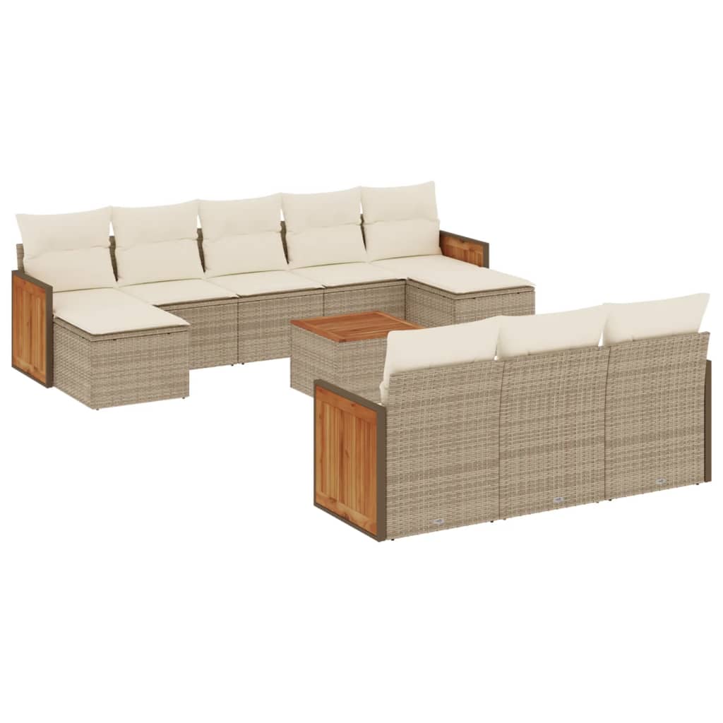 vidaXL Set canapele de grădină cu perne, 11 piese, bej, poliratan vidaXL Set canapele de grădină cu perne, 11 piese, bej, poliratan