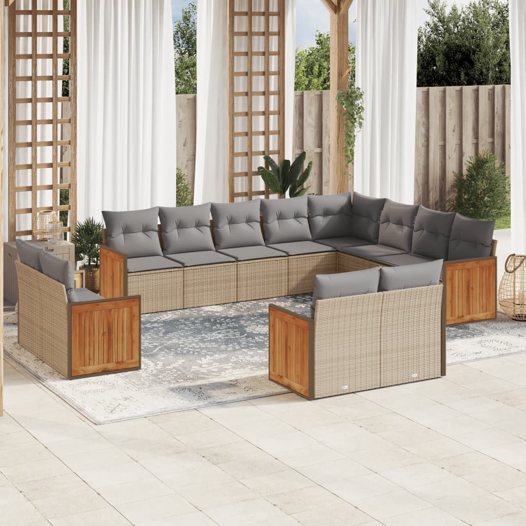 vidaXL Set canapele de grădină cu perne, 12 piese, bej, poliratan vidaXL Set canapele de grădină cu perne, 12 piese, bej, poliratan