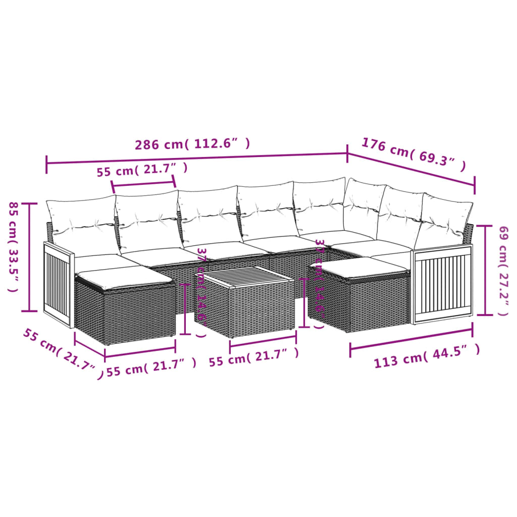 vidaXL Set canapele de grădină cu perne, 10 piese, negru, poliratan vidaXL Set canapele de grădină cu perne, 10 piese, negru, poliratan