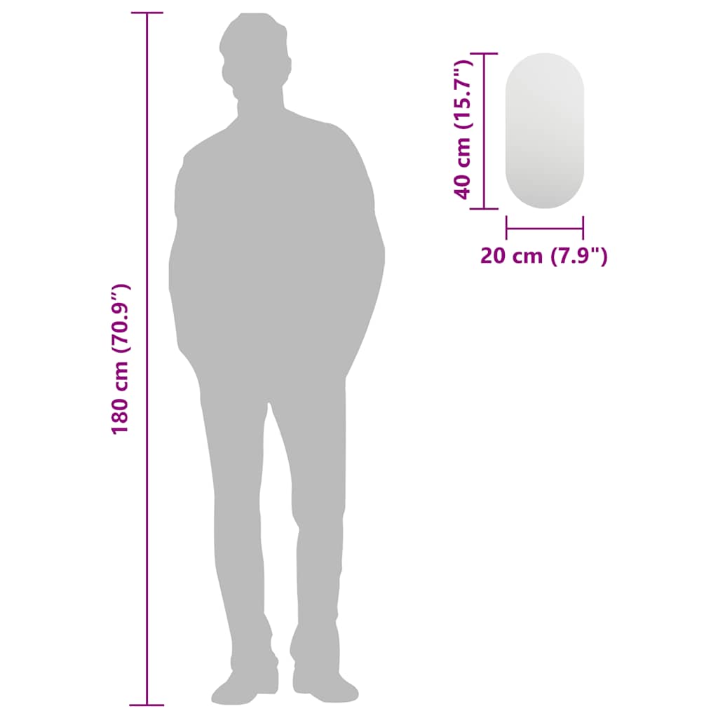 vidaXL Oglindă de perete, 40x20 cm, sticlă