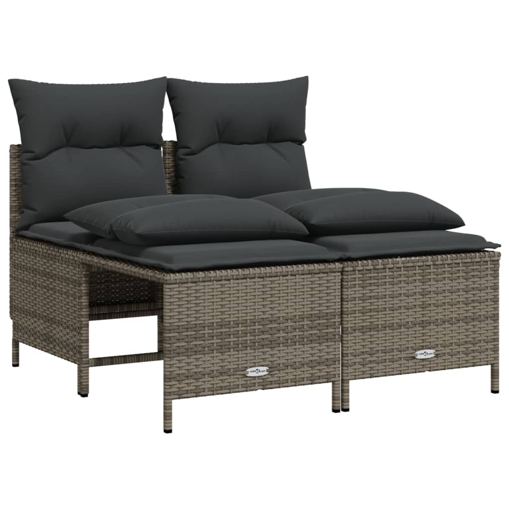 vidaXL Set canapea de grădină cu perne, 5 piese, gri, poliratan vidaXL Set canapea de grădină cu perne, 5 piese, gri, poliratan