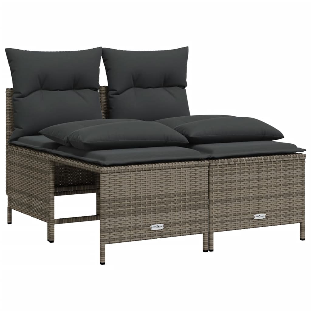 vidaXL Set canapea de grădină cu perne, 5 piese, gri, poliratan vidaXL Set canapea de grădină cu perne, 5 piese, gri, poliratan