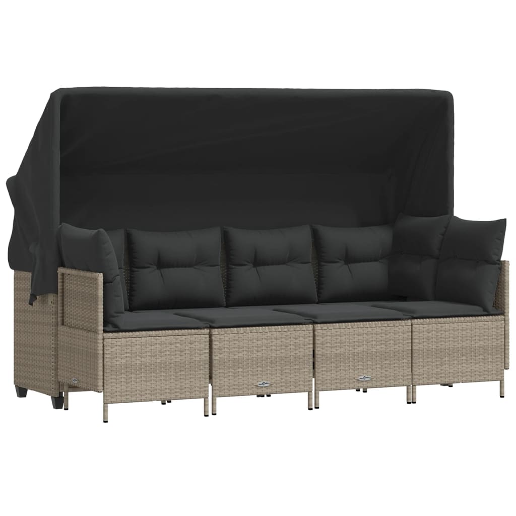 vidaXL Set canapele de grădină cu perne, 5 piese gri deschis poliratan