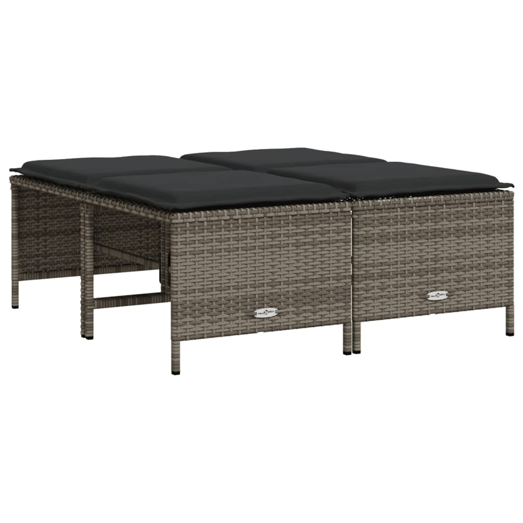 vidaXL Set canapea de grădină cu perne, 5 piese, gri, poliratan vidaXL Set canapea de grădină cu perne, 5 piese, gri, poliratan