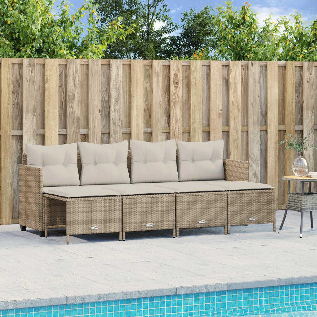 vidaXL Set canapele de grădină cu perne, 5 piese, bej, poliratan vidaXL Set canapele de grădină cu perne, 5 piese, bej, poliratan