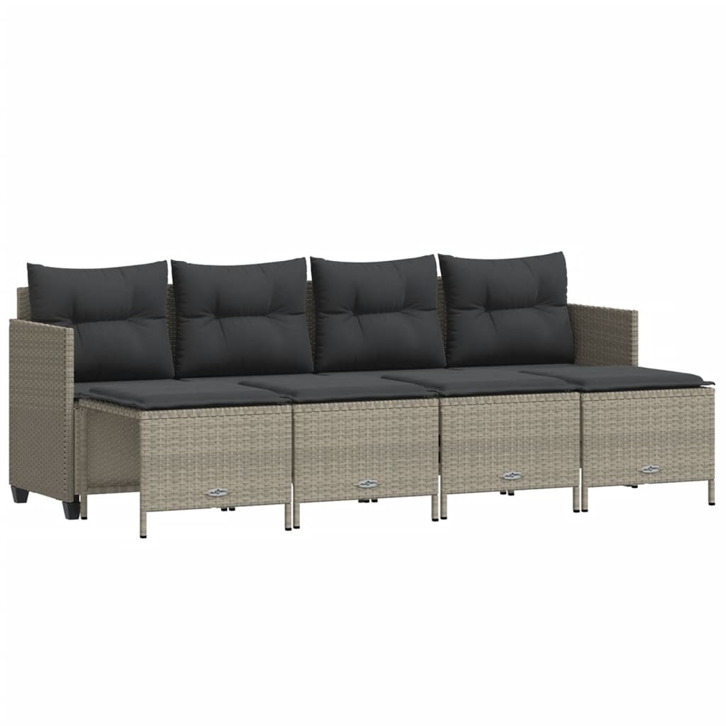 vidaXL Set canapele de grădină cu perne, 5 piese gri deschis poliratan