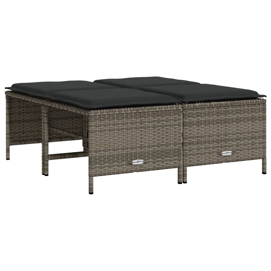 vidaXL Set canapea de grădină cu perne, 5 piese, gri, poliratan vidaXL Set canapea de grădină cu perne, 5 piese, gri, poliratan