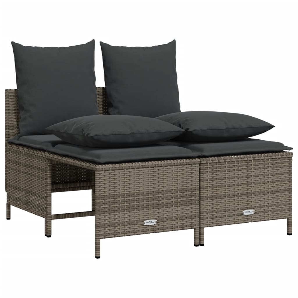 vidaXL Set canapea de grădină cu perne, 5 piese, gri, poliratan vidaXL Set canapea de grădină cu perne, 5 piese, gri, poliratan