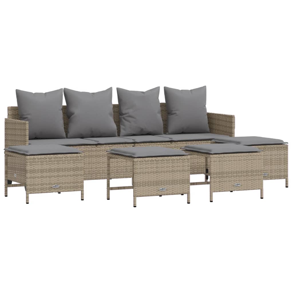 vidaXL Set canapele de grădină cu perne, 5 piese, bej, poliratan