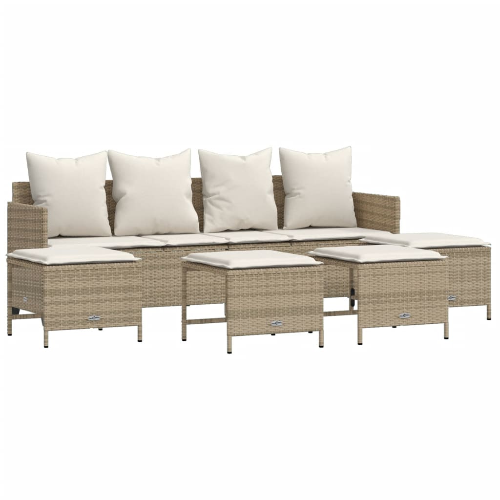 vidaXL Set canapele de grădină cu perne, 5 piese, bej, poliratan vidaXL Set canapele de grădină cu perne, 5 piese, bej, poliratan