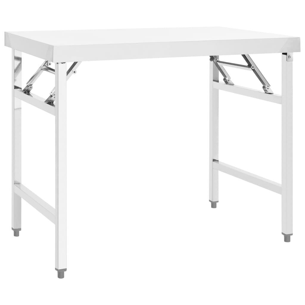 vidaXL Masă lucru bucătărie pliabilă, 100 x 60 x 80 cm oțel inoxidabil vidaXL Masă lucru bucătărie pliabilă, 100 x 60 x 80 cm oțel inoxidabil