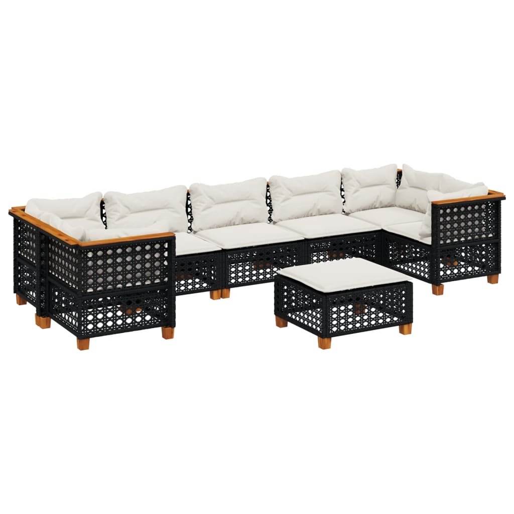 vidaXL Set mobilier de grădină cu perne, 8 piese, negru, poliratan vidaXL Set mobilier de grădină cu perne, 8 piese, negru, poliratan