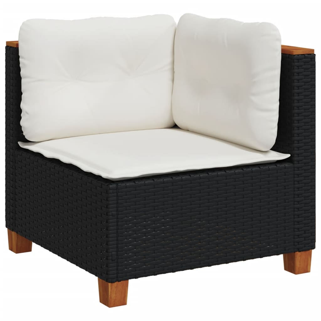 vidaXL Set mobilier de grădină cu perne, 9 piese, negru, poliratan