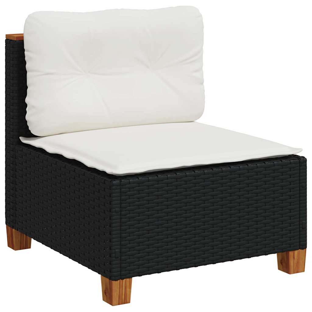 vidaXL Set mobilier de grădină cu perne, 9 piese, negru, poliratan