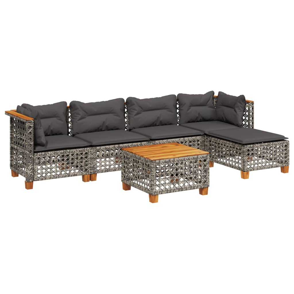 vidaXL Set mobilier grădină cu perne, 6 piese, gri, poliratan vidaXL Set mobilier grădină cu perne, 6 piese, gri, poliratan