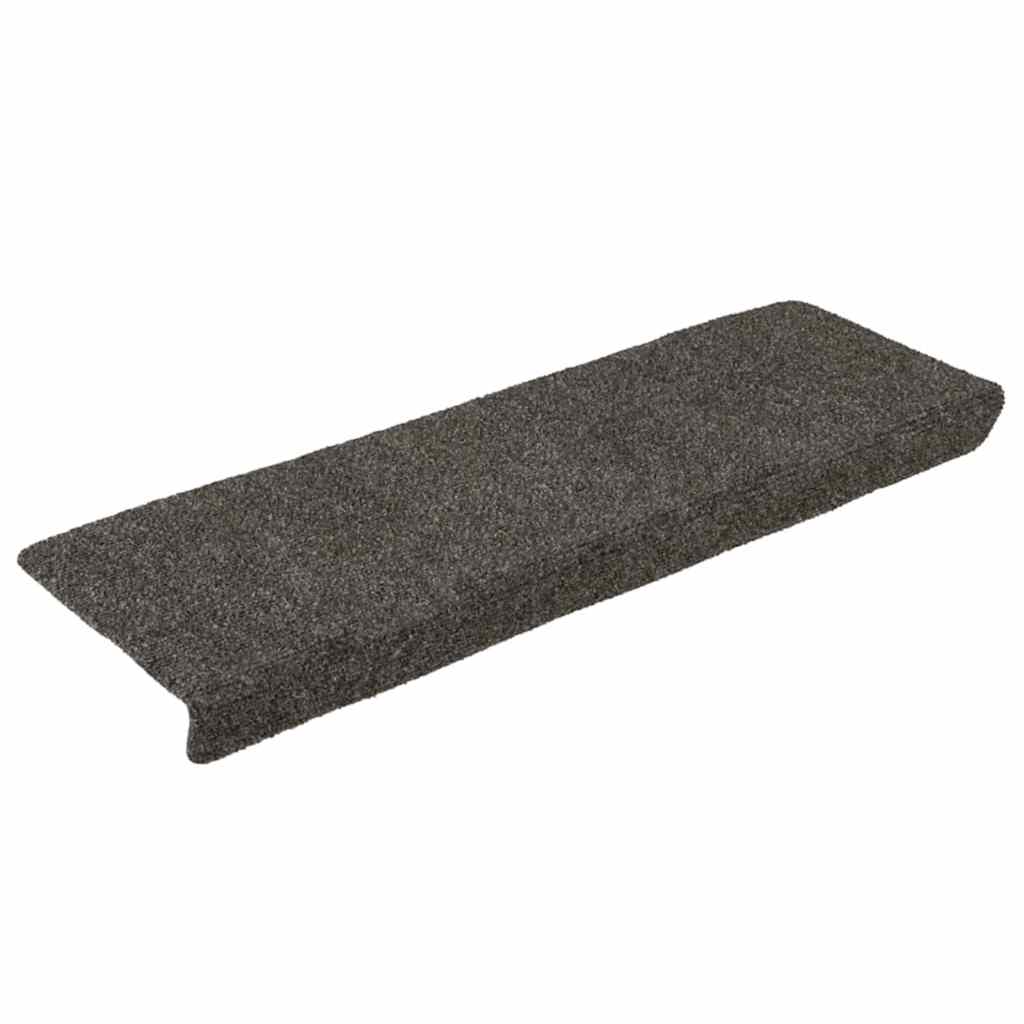 vidaXL Covorașe autoadezive pentru scări, 15 buc., 65x21x4 cm, antracit, cu margine dreptunghiulară