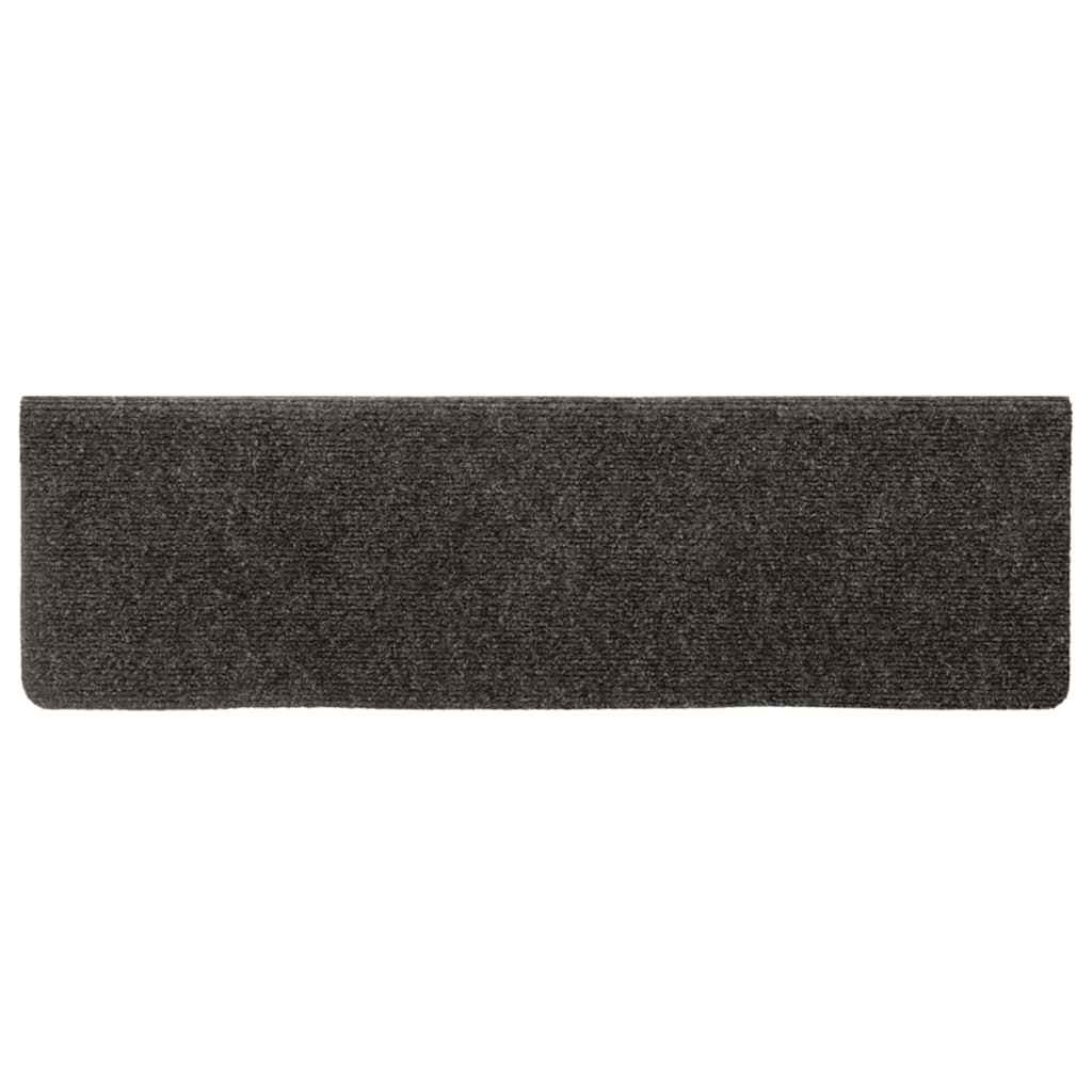 vidaXL Covorașe autoadezive pentru scări, 15 buc., 65x21x4 cm, antracit, cu margine dreptunghiulară