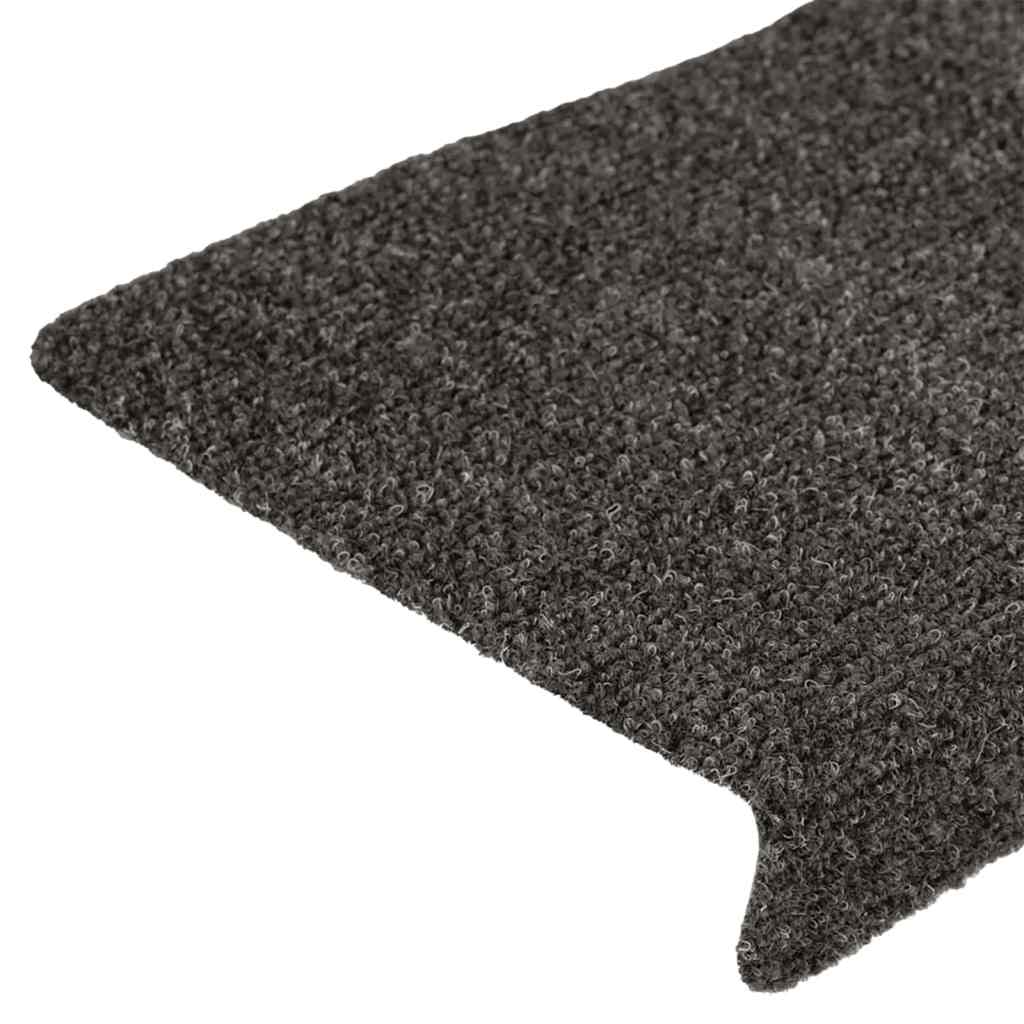 vidaXL Covorașe autoadezive pentru scări, 15 buc., 65x21x4 cm, antracit, cu margine dreptunghiulară