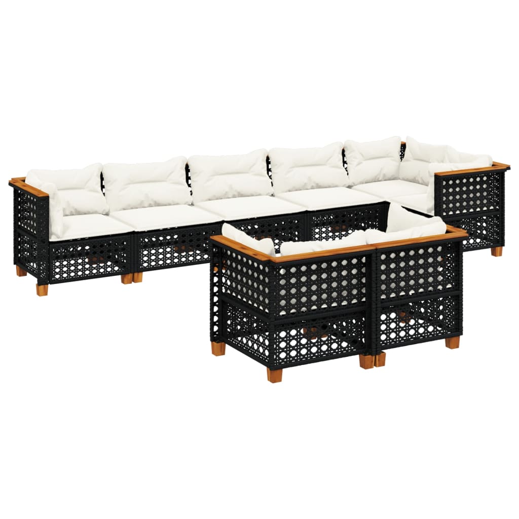 vidaXL Set mobilier de grădină cu perne, 8 piese, negru, poliratan vidaXL Set mobilier de grădină cu perne, 8 piese, negru, poliratan