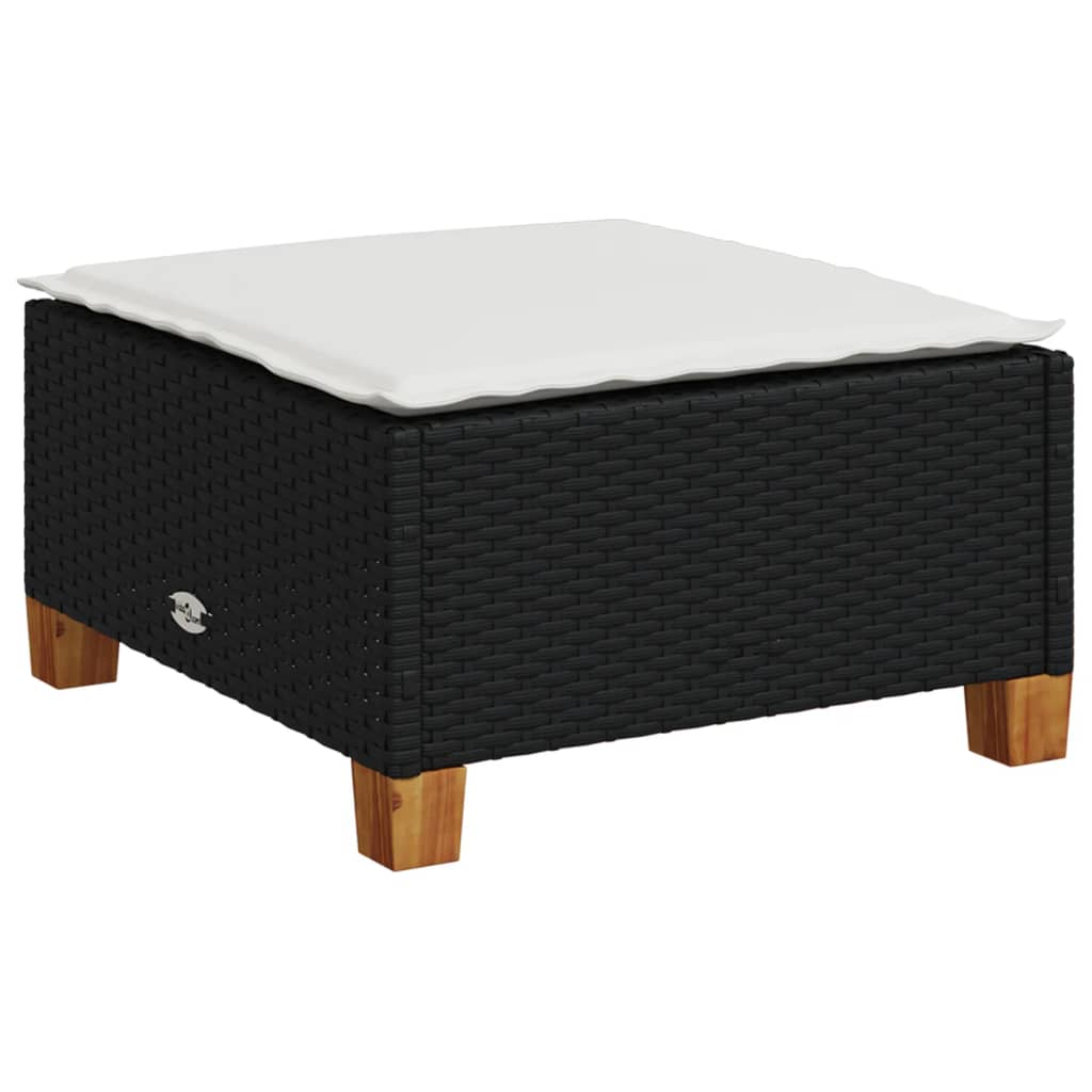 vidaXL Set mobilier de grădină cu perne, 8 piese, negru, poliratan