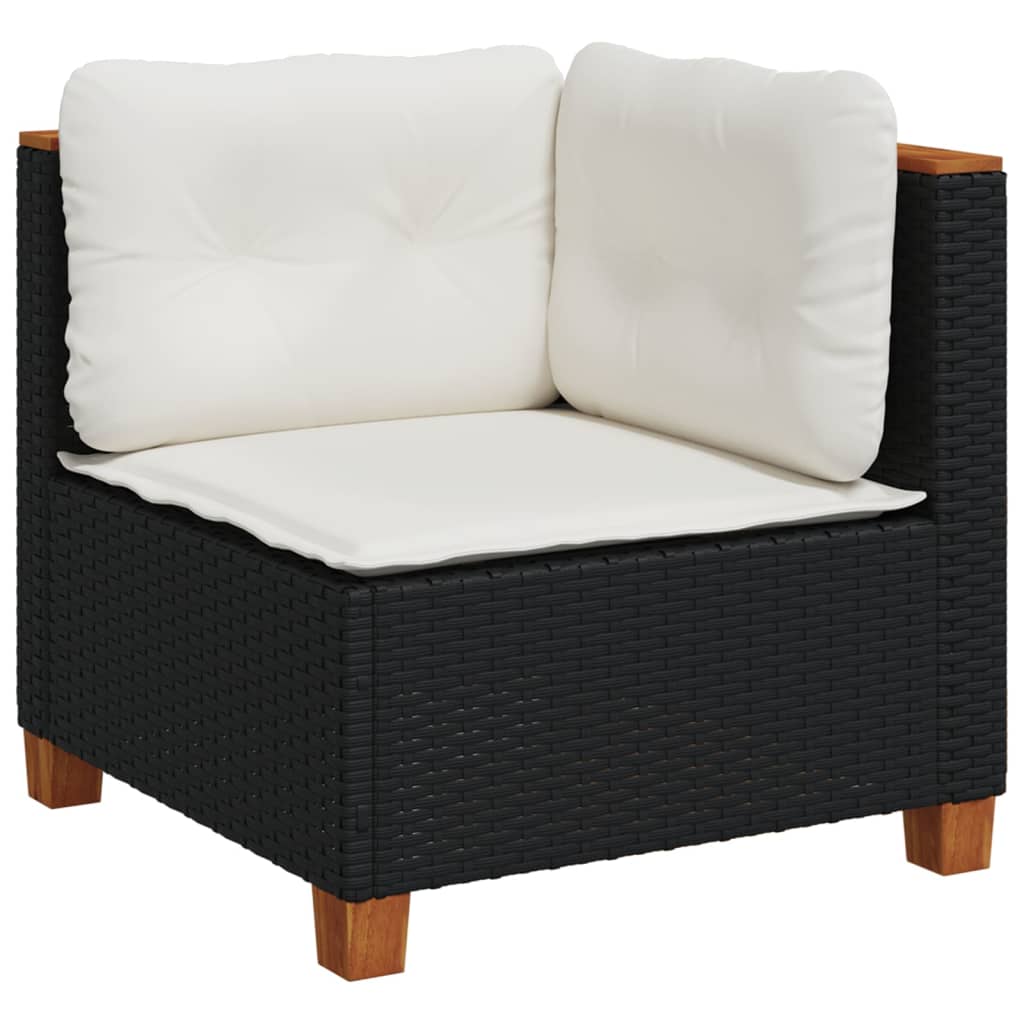 vidaXL Set mobilier de grădină cu perne, 8 piese, negru, poliratan