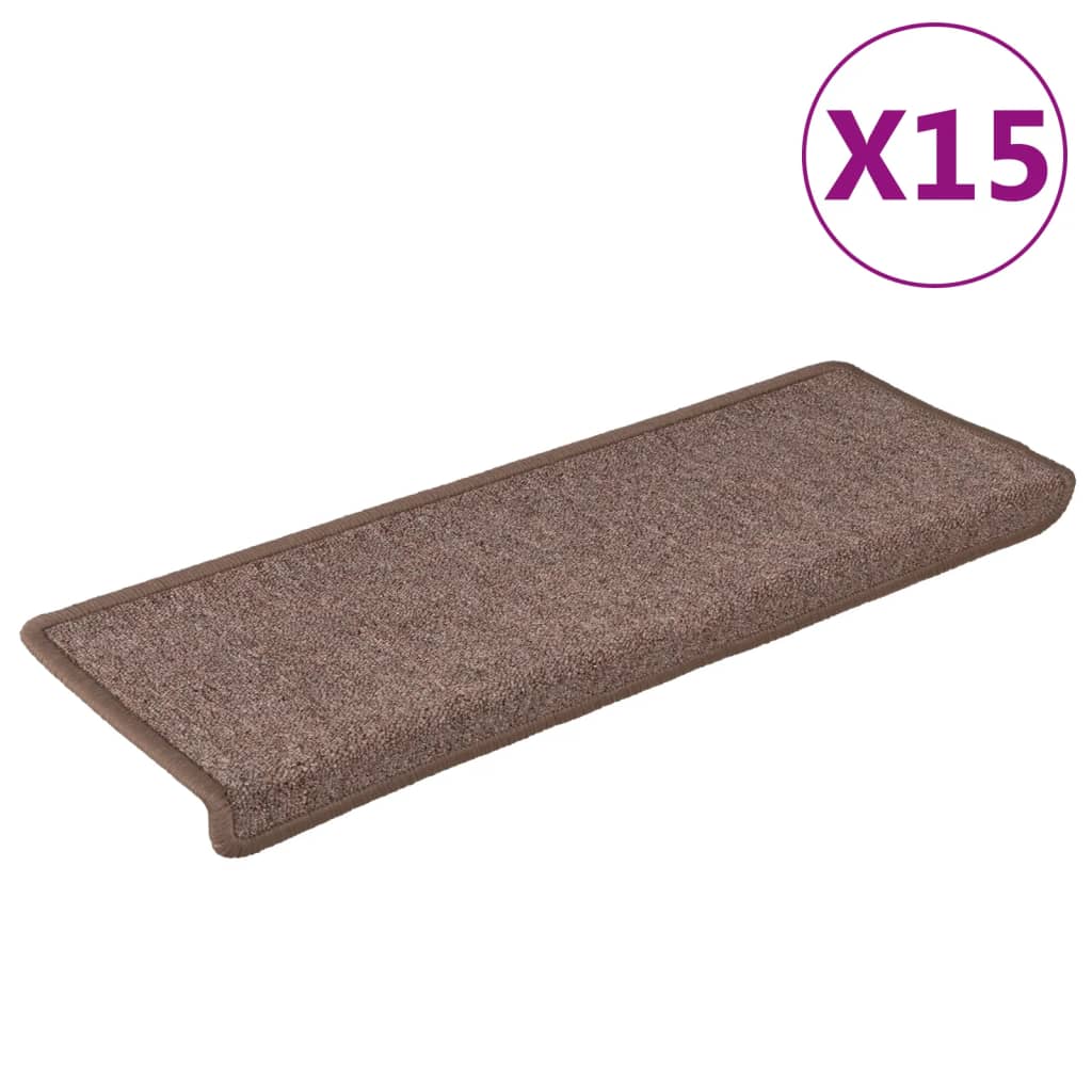 vidaXL Covorașe de trepte de scară, 15 buc., maro, 65x21x4 cm vidaXL Covorașe de trepte de scară, 15 buc., maro, 65x21x4 cm