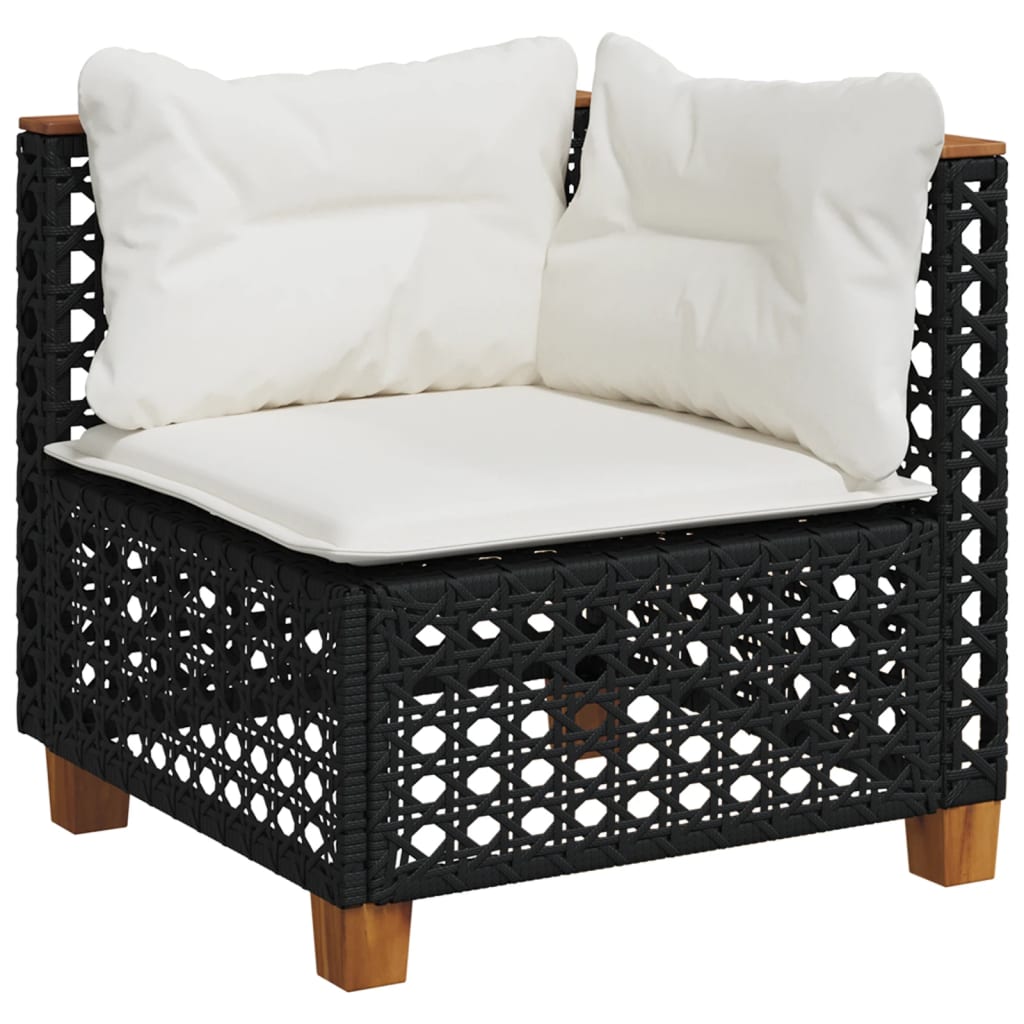 vidaXL Set mobilier de grădină cu perne, 9 piese, negru, poliratan vidaXL Set mobilier de grădină cu perne, 9 piese, negru, poliratan