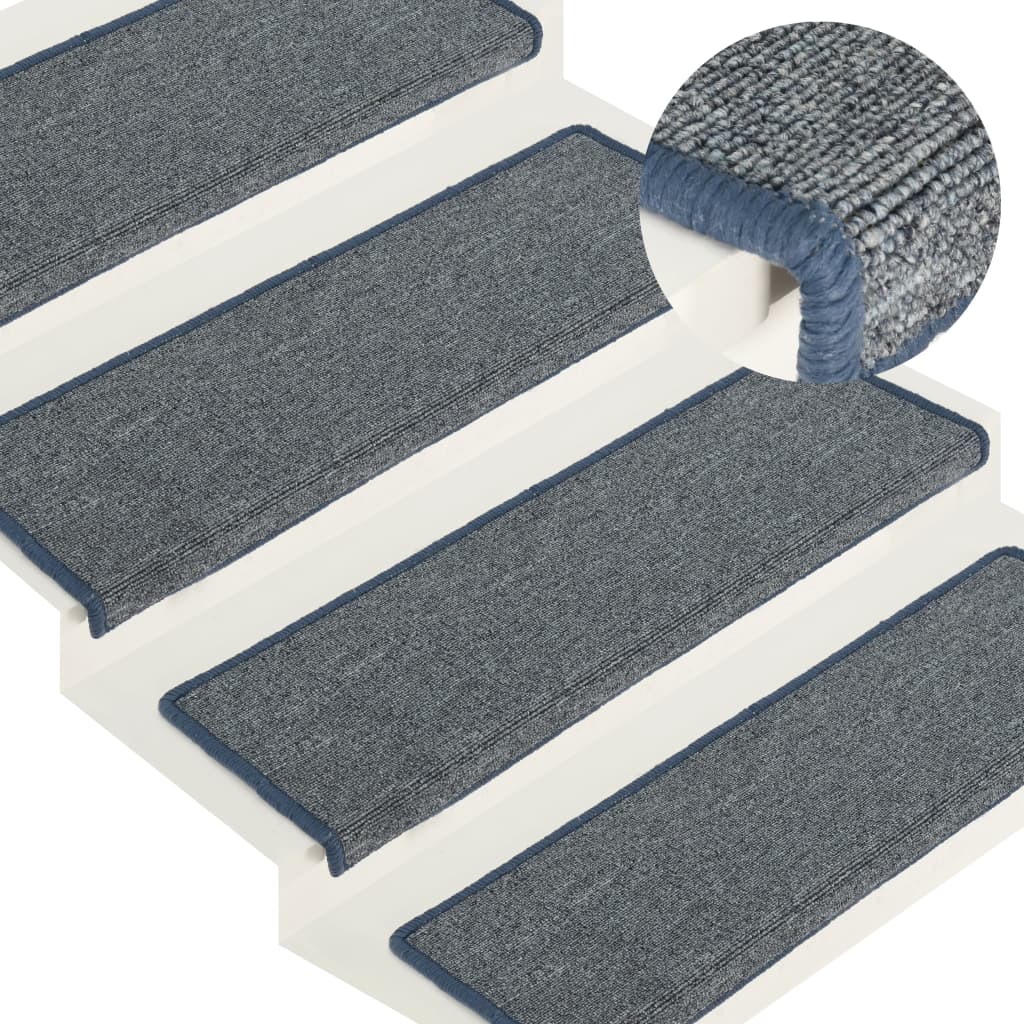 vidaXL Covorașe pentru scări, 15 buc., 65x21x4 cm, gri deschis și albastru, cu margini dreptunghiulare vidaXL Covorașe pentru scări, 15 buc., 65x21x4 cm, gri deschis și albastru, cu margini dreptunghiulare