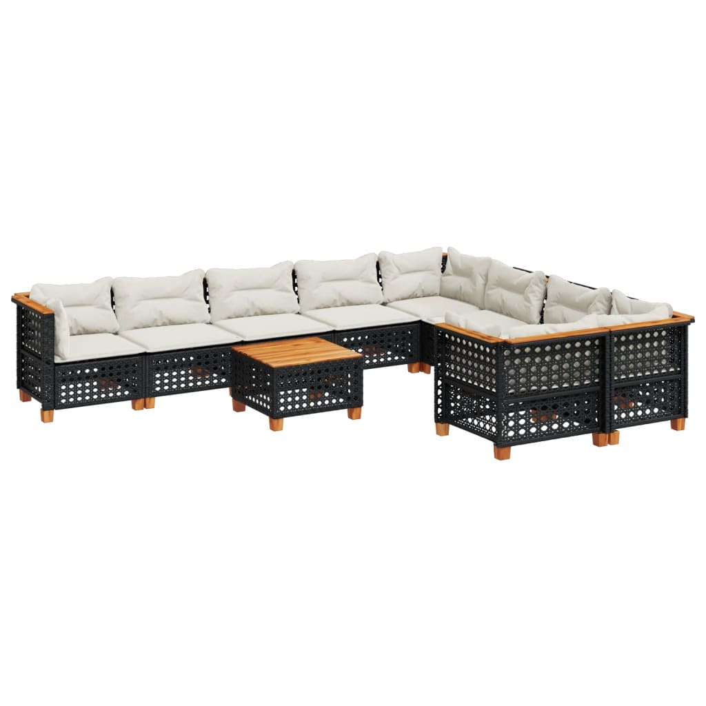 vidaXL Set canapele de grădină cu perne, 10 piese, negru, poliratan vidaXL Set canapele de grădină cu perne, 10 piese, negru, poliratan