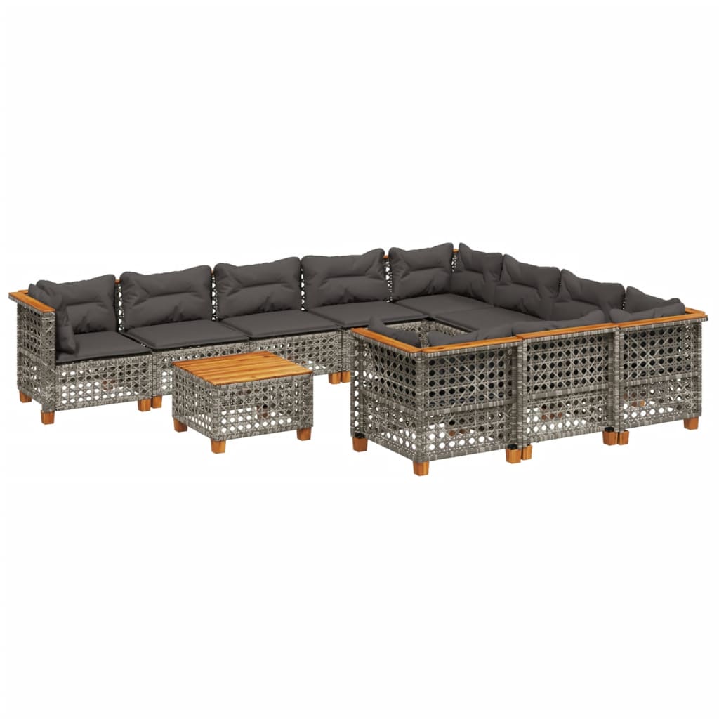 vidaXL Set canapele de grădină cu perne, 11 piese, gri, poliratan vidaXL Set canapele de grădină cu perne, 11 piese, gri, poliratan