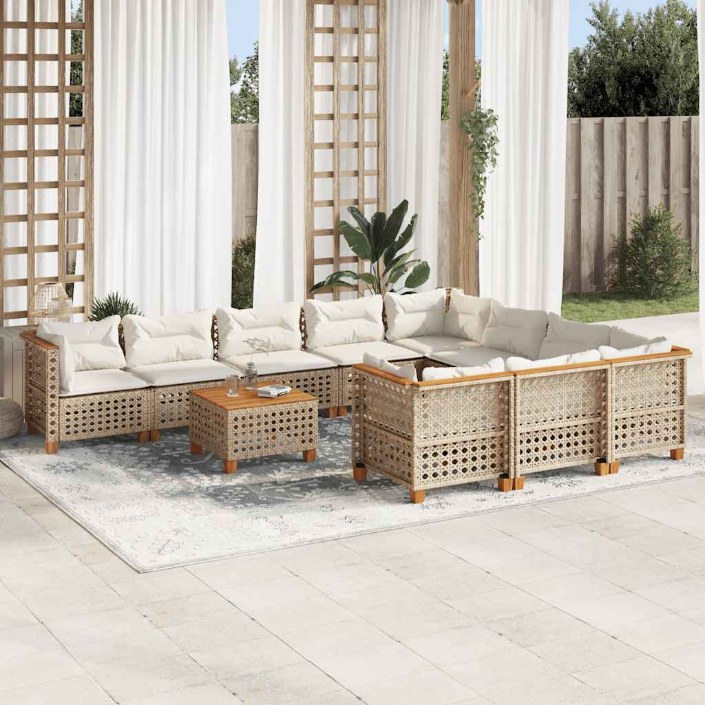 vidaXL Set canapele de grădină cu perne, 11 piese, bej, poliratan vidaXL Set canapele de grădină cu perne, 11 piese, bej, poliratan
