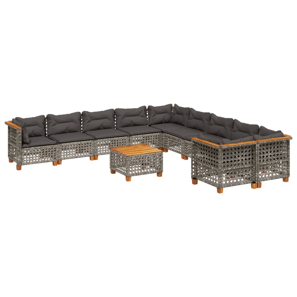 vidaXL Set canapele de grădină cu perne, 11 piese, gri, poliratan vidaXL Set canapele de grădină cu perne, 11 piese, gri, poliratan