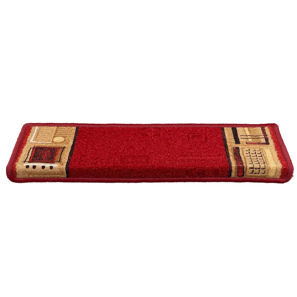 vidaXL Covorașe scări autoadezive, 15 buc., roșu, 65x21x4 cm vidaXL Covorașe scări autoadezive, 15 buc., roșu, 65x21x4 cm