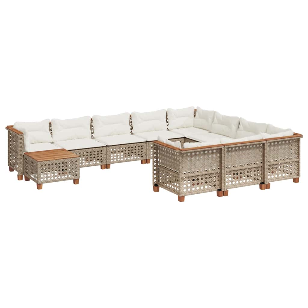 vidaXL Set canapele de grădină cu perne, 11 piese, bej, poliratan vidaXL Set canapele de grădină cu perne, 11 piese, bej, poliratan