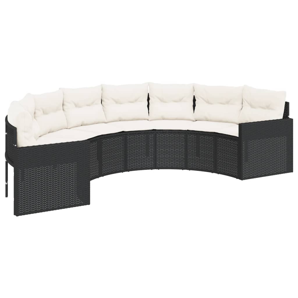 vidaXL Set canapea de grădină, 2 piese, semi-rotunde, negru, poliratan vidaXL Set canapea de grădină, 2 piese, semi-rotunde, negru, poliratan