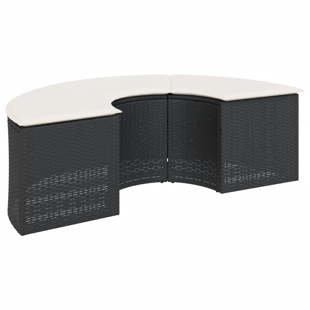 vidaXL Set canapea de grădină, 2 piese, semi-rotunde, negru, poliratan vidaXL Set canapea de grădină, 2 piese, semi-rotunde, negru, poliratan