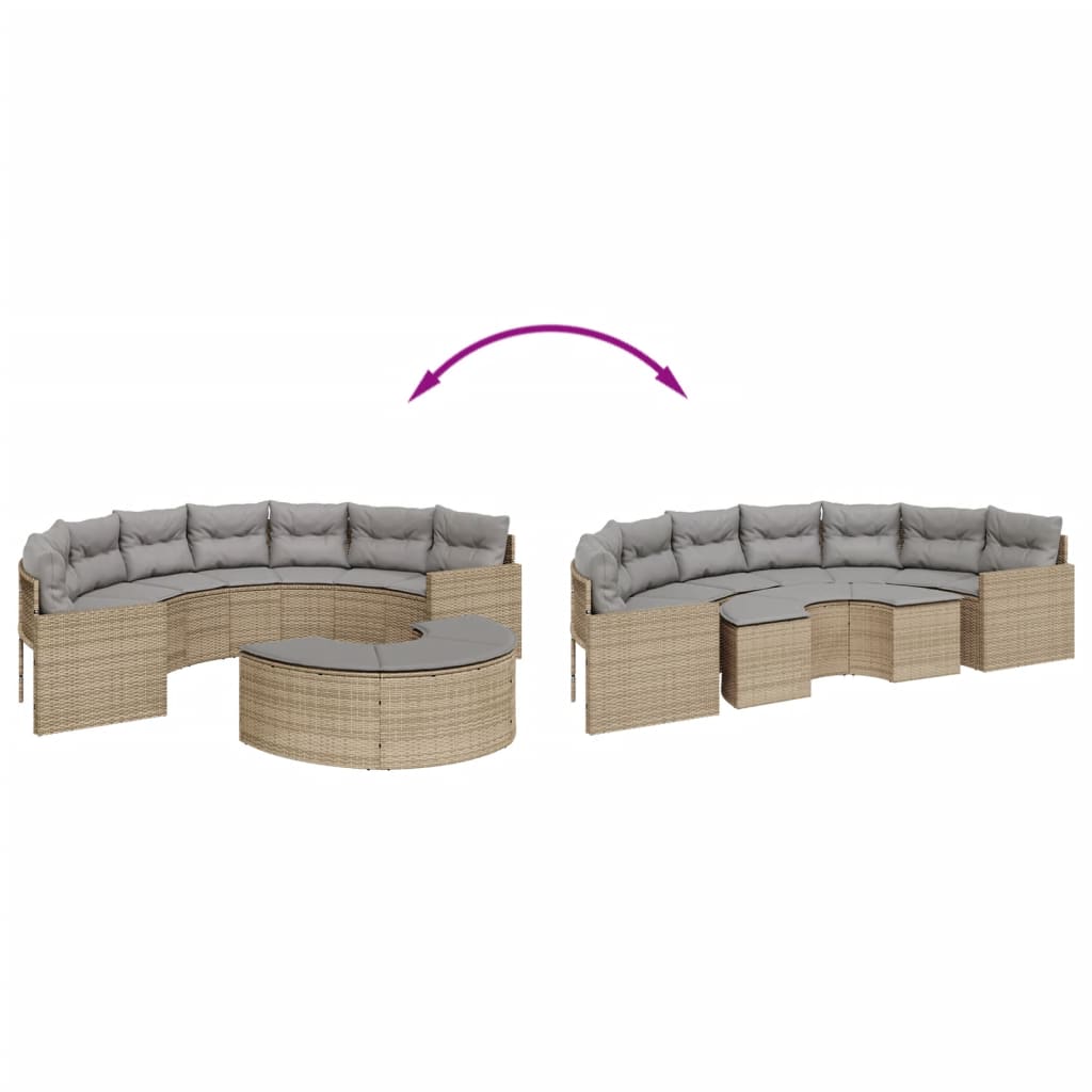 vidaXL Set canapea de grădină, 2 piese, semi-rotunde, bej, poliratan vidaXL Set canapea de grădină, 2 piese, semi-rotunde, bej, poliratan