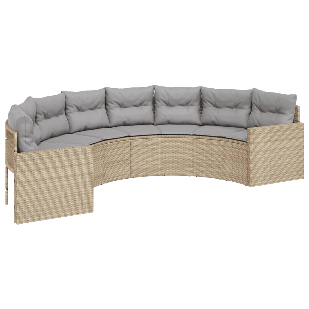vidaXL Set canapea de grădină, 3 piese, semi-rotunde, bej, poliratan vidaXL Set canapea de grădină, 3 piese, semi-rotunde, bej, poliratan