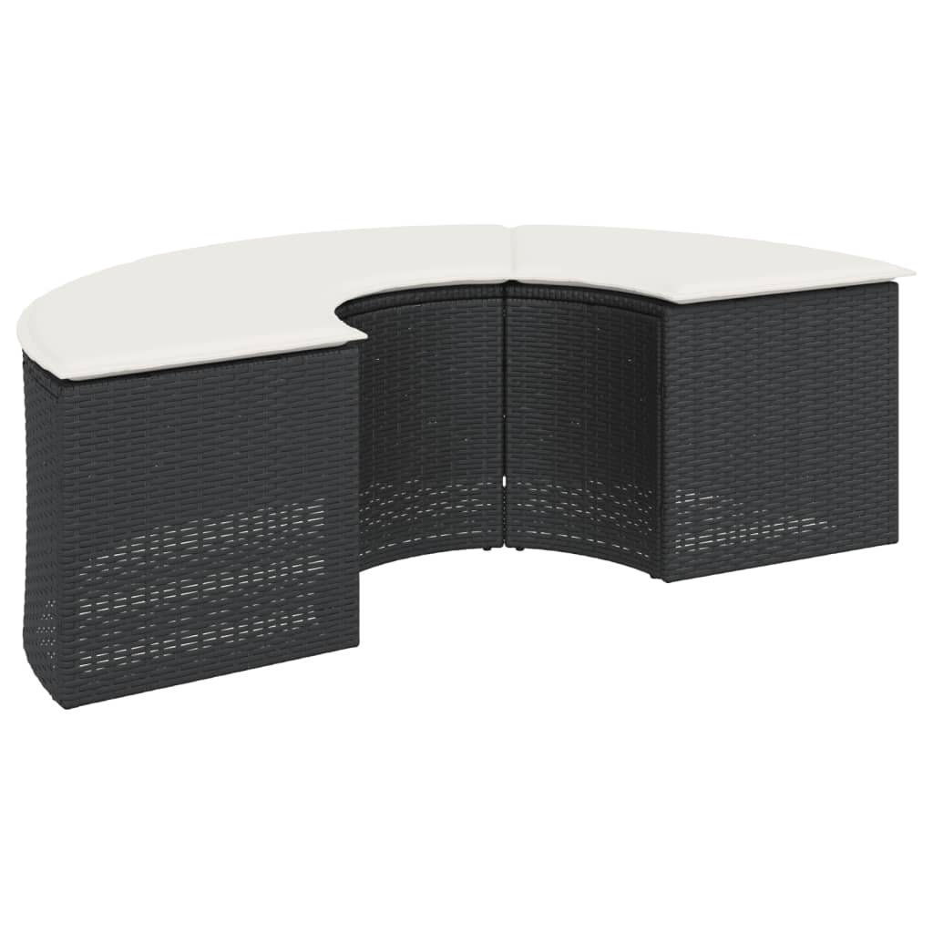 vidaXL Set canapea de grădină, 3 piese, semi-rotunde, negru, poliratan vidaXL Set canapea de grădină, 3 piese, semi-rotunde, negru, poliratan