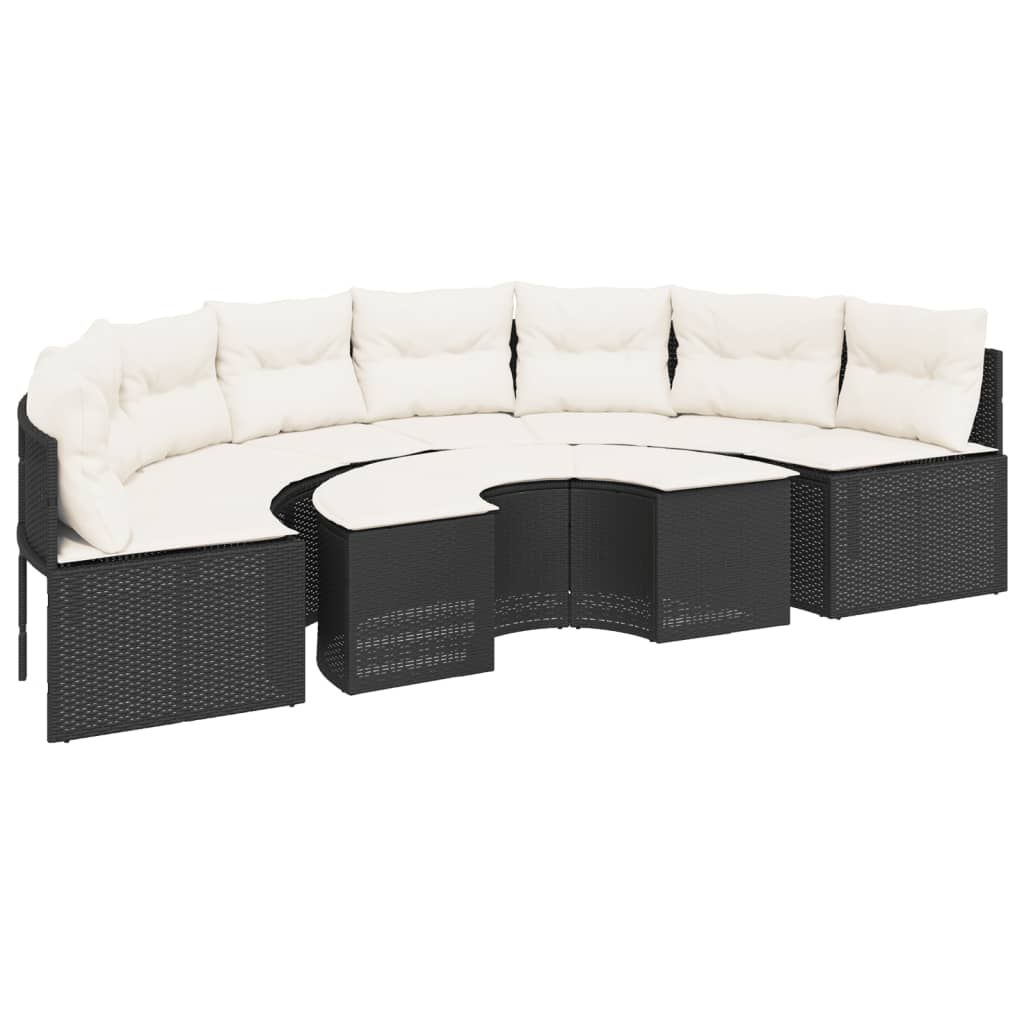 vidaXL Set canapea de grădină, 2 piese, semi-rotunde, negru, poliratan vidaXL Set canapea de grădină, 2 piese, semi-rotunde, negru, poliratan