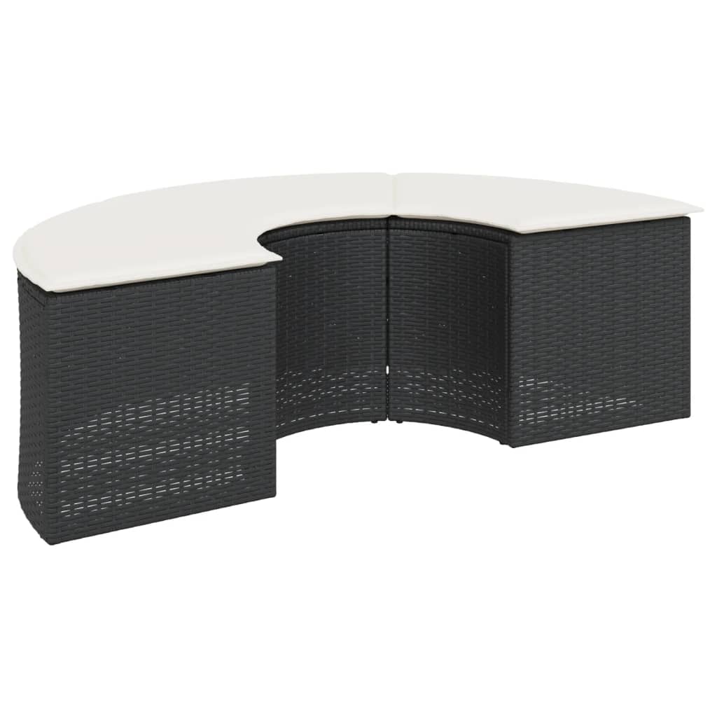 vidaXL Set canapea de grădină, 2 piese, semi-rotunde, negru, poliratan vidaXL Set canapea de grădină, 2 piese, semi-rotunde, negru, poliratan