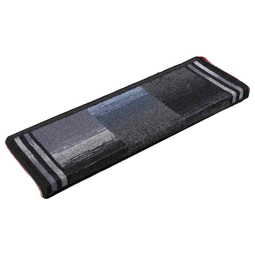 vidaXL Covorașe scări autoadezive, 15 buc., negru și gri, 65x21x4 cm
