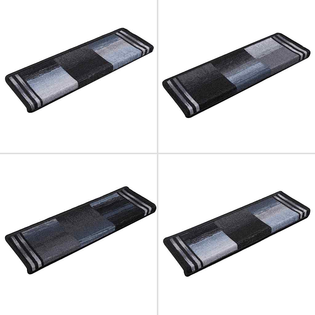 vidaXL Covorașe scări autoadezive, 15 buc., negru și gri, 65x21x4 cm