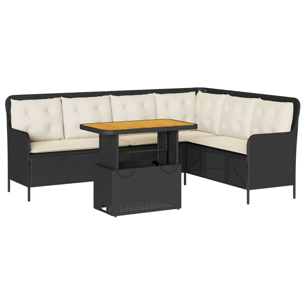 vidaXL Set canapele de grădină cu perne, 2 piese, negru, poliratan