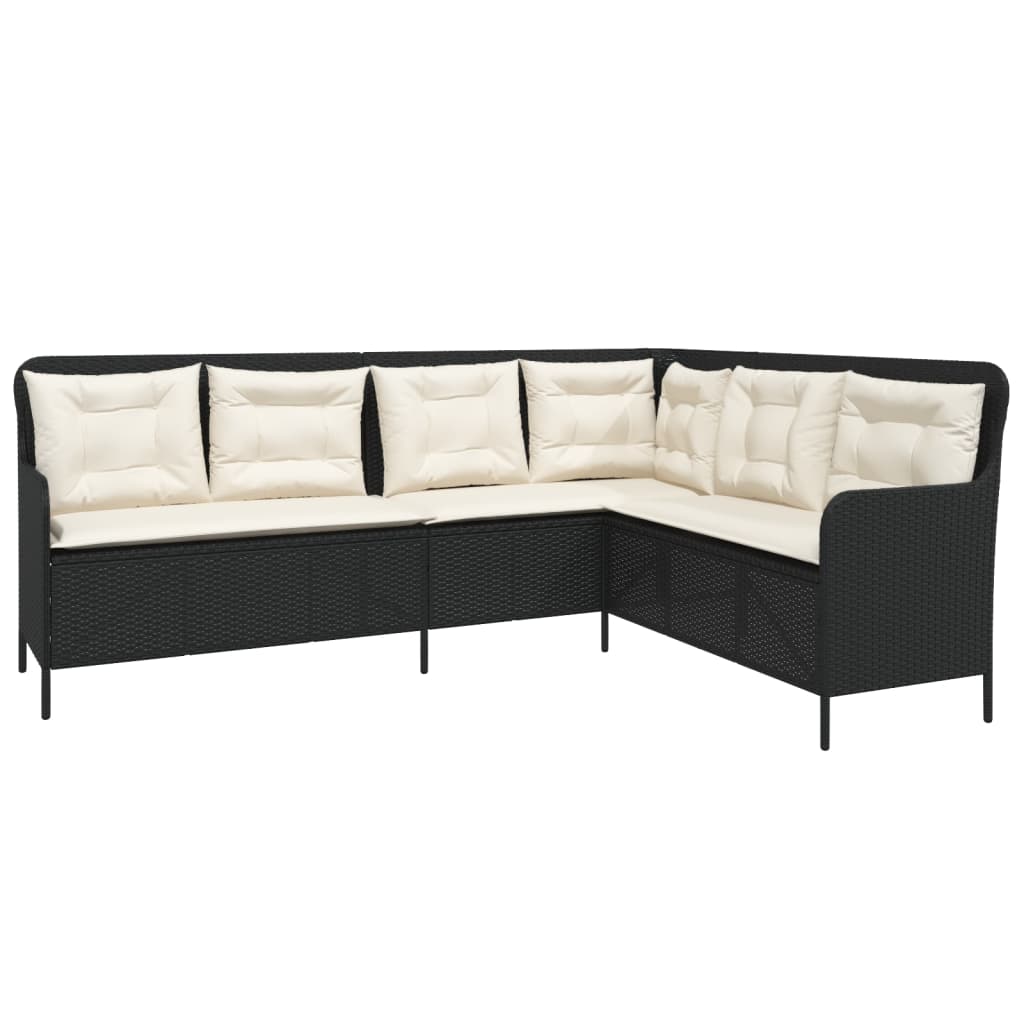 vidaXL Set canapele de grădină cu perne, 2 piese, negru, poliratan