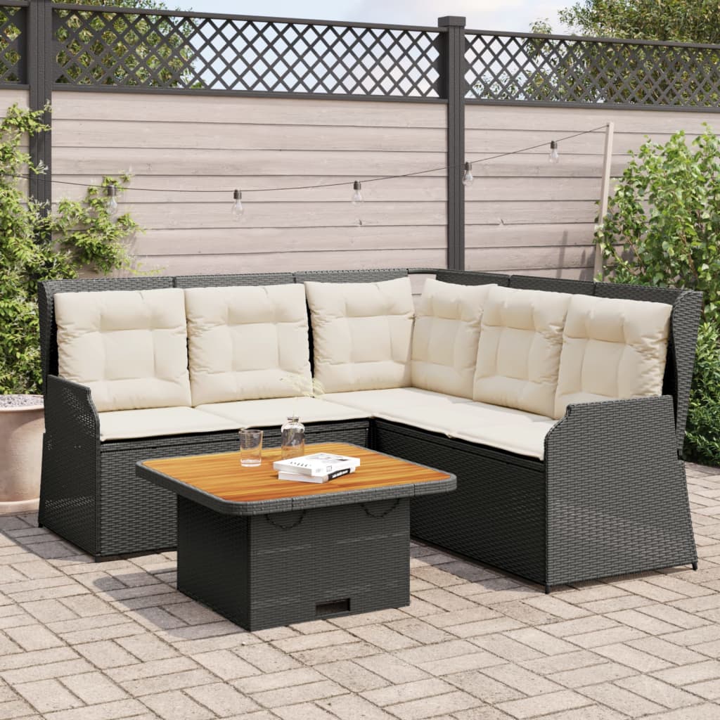 vidaXL Set mobilier relaxare grădină 4 piese cu perne poliratan negru vidaXL Set mobilier relaxare grădină 4 piese cu perne poliratan negru
