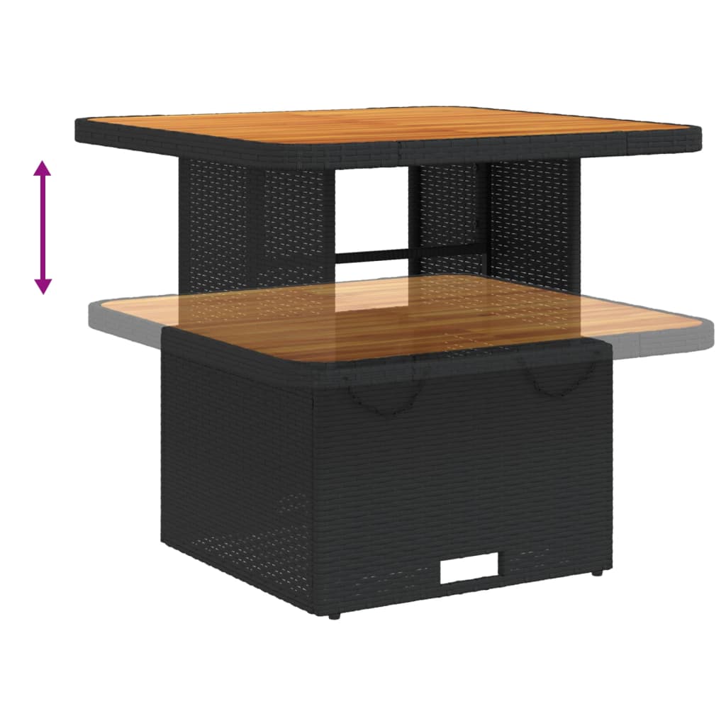 vidaXL Set bistro cu perne, 3 piese, negru, poliratan