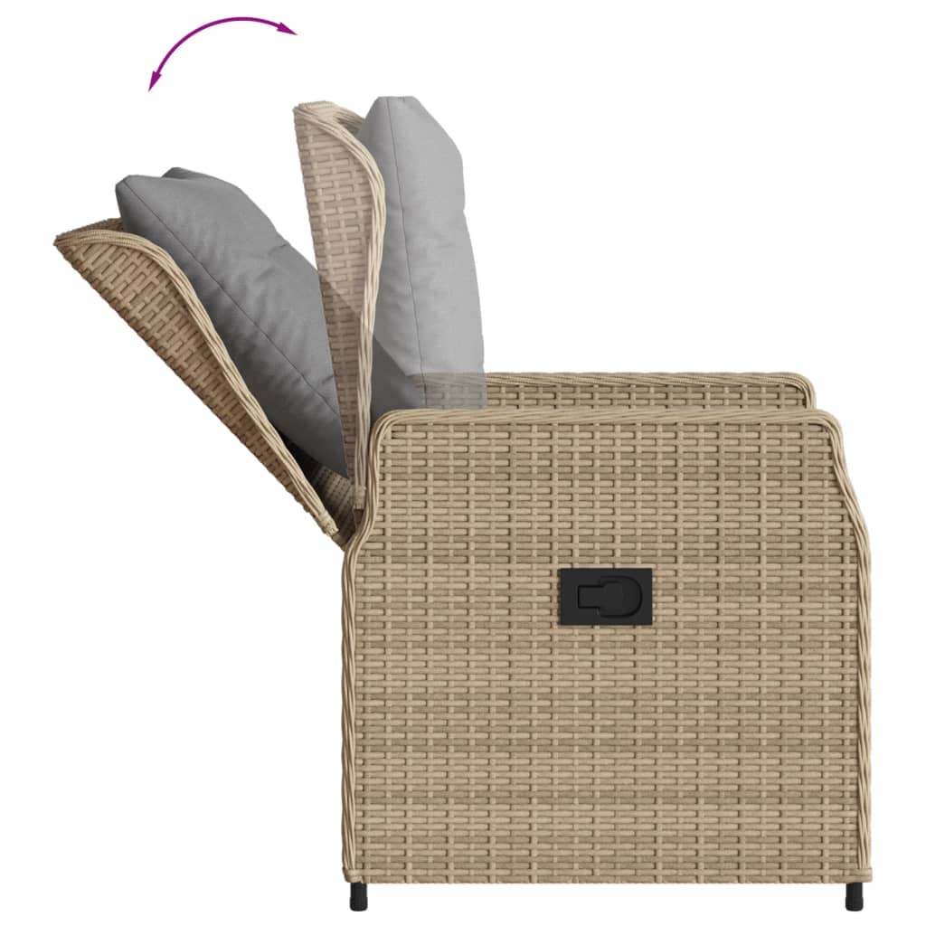 vidaXL Set bistro cu perne, 3 piese, bej, poliratan