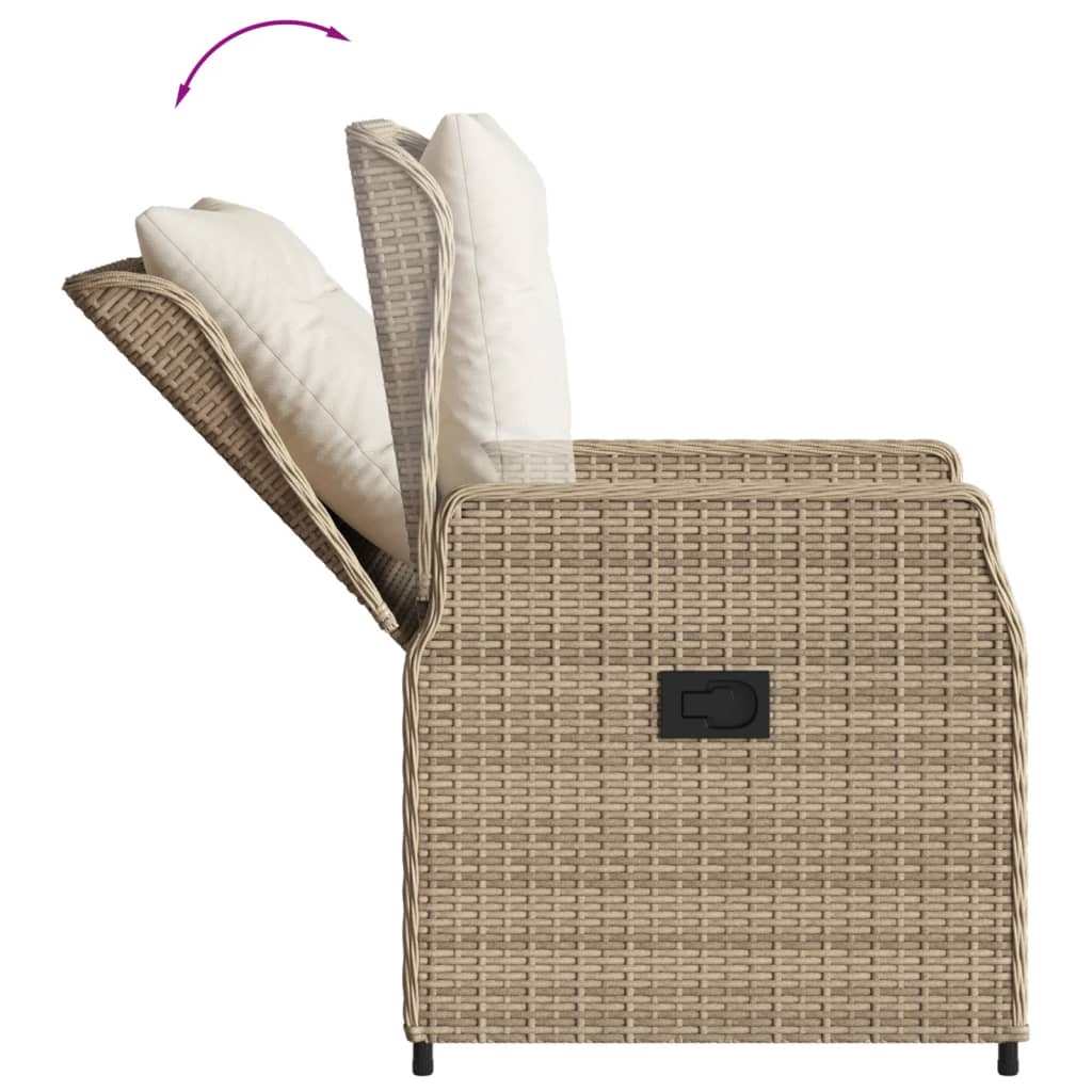 vidaXL Set bistro cu perne, 3 piese, bej, poliratan